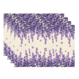 XCHI Watercolor Lavender Butterfly Spring Placemats Set of 4 Summer Table Mats for Party Home Kitchen Dining Table Decorations 12x18 Inch