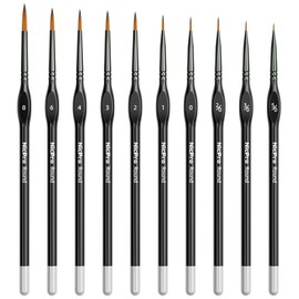 Nicpro 10PCS Fine Detail Paint Brush Set, Small Miniature Paintbrushes Artists Detail Paint Brushes Kit for Acrylic Painting, Oil, Watercolour, Craft, Models, Miniatures, 40K, Paint by Numbers
