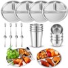 Jinei 20 Pcs Stainless Steel Dishes Set 4 Stainless Steel
