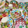 132Pcs Farm Birthday Decorations Farm Animals Party Supplies Tableware Set