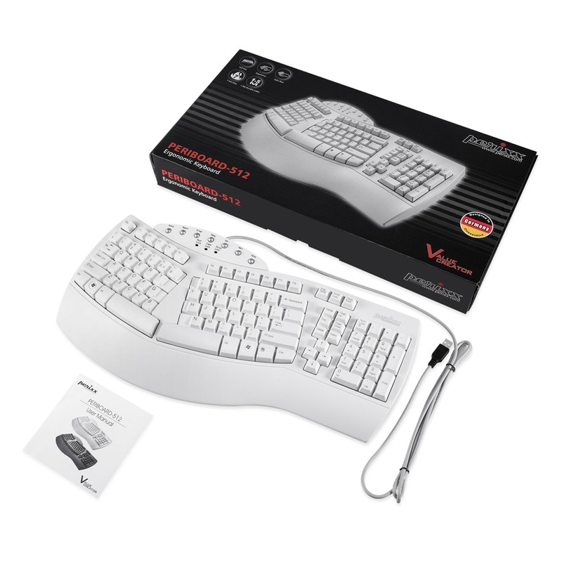 Perixx PERIBOARD-512W Periboard-512 Ergonomic Split Keyboard - Natural Ergonomic Design