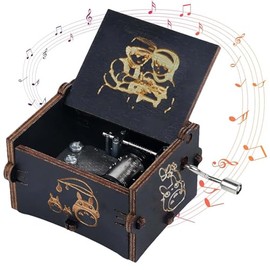 Caja Musical Castillo en el Cielo, Caja de Música de Manivela, Caja de Música con Manivela de Madera, Diseño Delicado y Elegante, Adecuada para Regalos de Navidad y Cumpleaños.