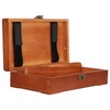 Wooden Sketching Pencil Box Antique Solid Wood Square Children Stationery