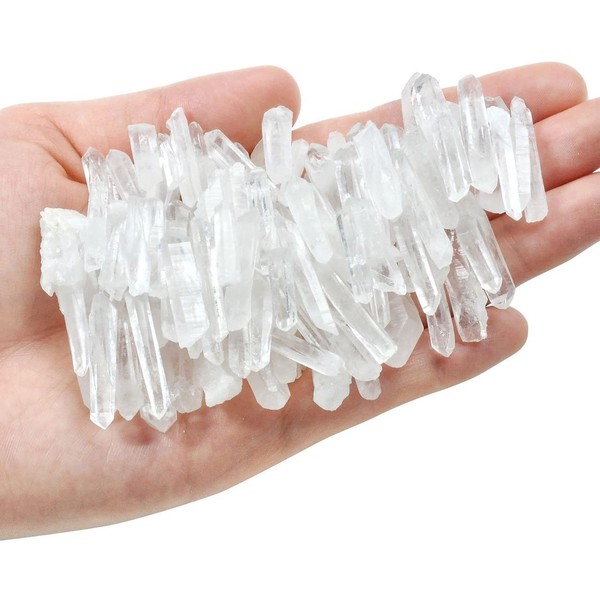 Top Plaza 0.44lb Bulk Irregular Shape Rough Clear Quartz Crystal Points 0.39-1.18'' Raw Natural Stones for Decor Reiki Crystal Healing