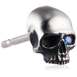 Dr. Monroe PE-30-SV2-SAP Skull Earrings, 925 Silver, Natural Sapphire, Sterling Silver Silver