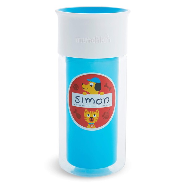 Munchkin Miracle 360 Insulated Sippy Cup, Includes Stickers to Personalise Cup, 9oz/266ml, Blue