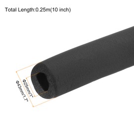 sourcing map Pipe Insulation Tube Foam Grip Tubing 25mm(1") ID 43mm OD 10" Black for Pipe Lagging, Utensils, Fitness, Tools Handle Support