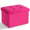 LINMAGCO Storage Ottoman Folding Foot Stool Velvet Foot Rest with