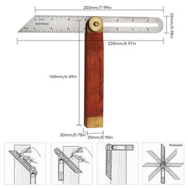 Adjustable Angle Finder Sliding Bevel Gauge Angle Measurement Tool with Hardwood Handle and Stainless Steel Blade for Woodworking Craftsman Carpenter Architect