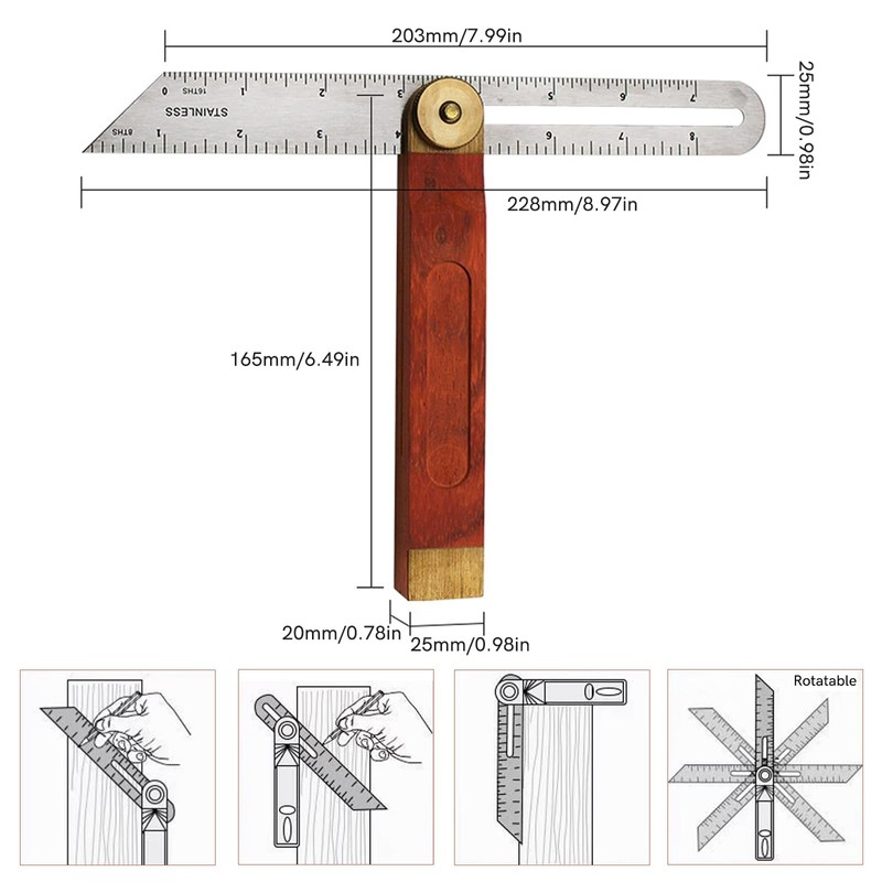 Adjustable Angle Finder Sliding Bevel Gauge Angle Measurement Tool with