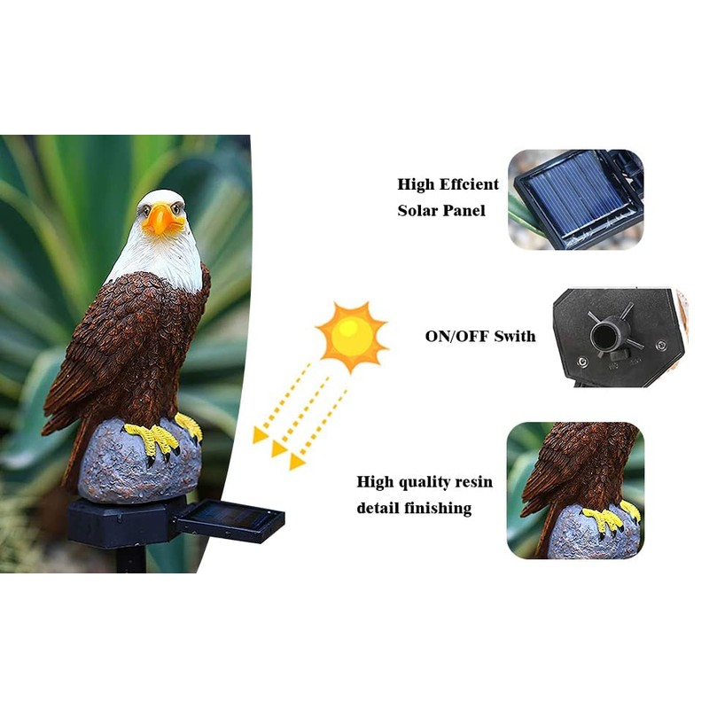 CHUANGFENG Eagle Figurine Garden Solar Stake Light Eagle Solar Lights