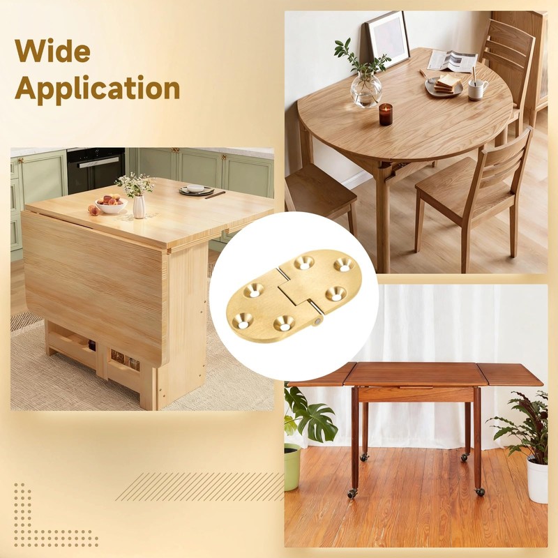 4 PCS 90 Degrees Folding Table Hinges, Brass Hinges with