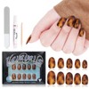 VAVAVAILS Short Squova Press On Nails Brown Leopard with Amber