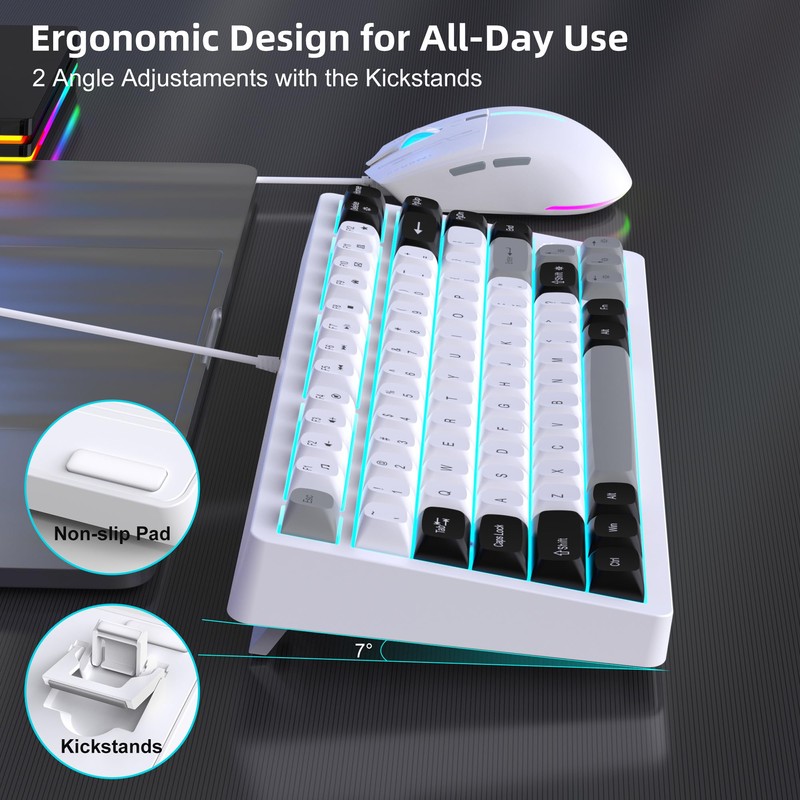 Snpurdiri Wired Keyboard and Mouse Combo,81 Keys Compact Mechanical Keyboard,Retro