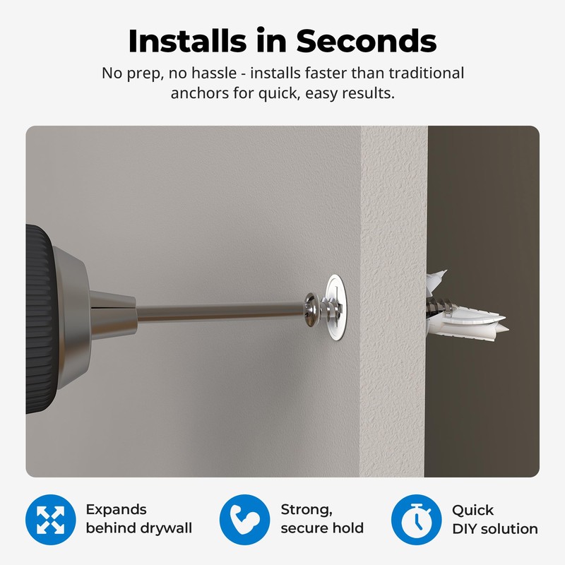 #8 Self Drilling Drywall Plastic Anchors with Screws - No