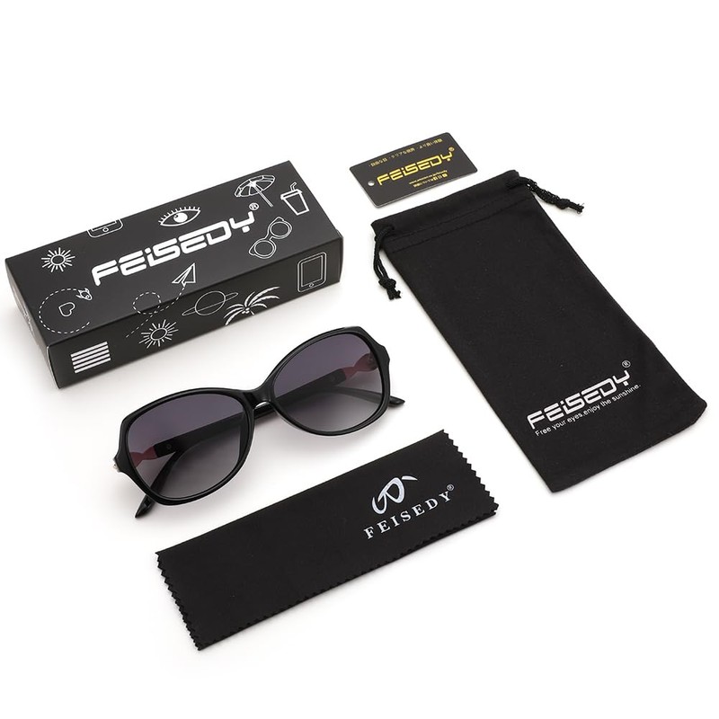 FEISEDY B1086 Polarized Sunglasses, Women's, Stylish, Sunglasses, Large Jewelry Frame,