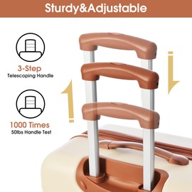 Merax 2 Piece Hardshell Luggage Set, 20”+28” Lightweight Suitcase with TSA Lock and a Travel Bag, Expandable Luggage with Spinner Wheels, Brown+White