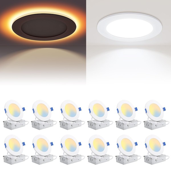 HONZIN 12 Pack 4 Inch Ultra Thin LED Recessed Lighting,