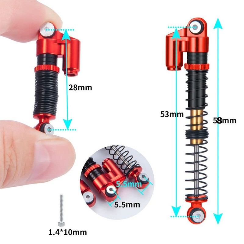 Powerhobby 1/24 Axial SCX24 Aluminum 58mm Long Travel Shocks (Grey)