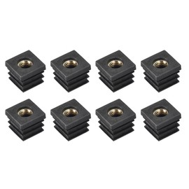 uxcell 8Pcs Inserts for Square Tubes with M8-1.25mm Thread, for 0.87"x0.87" OD Square Tube, Black Plastic Plug Caster Insert Chair End Caps Furniture