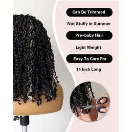 X-TRESS Ombre Blonde Highlight Braided Wigs Passion Twist Knotless Short Locs Braided Wigs for Black Women Embroidered Full Lace Front Wigs Double Lace Front Braided Wigs Bob Short 16 Inch