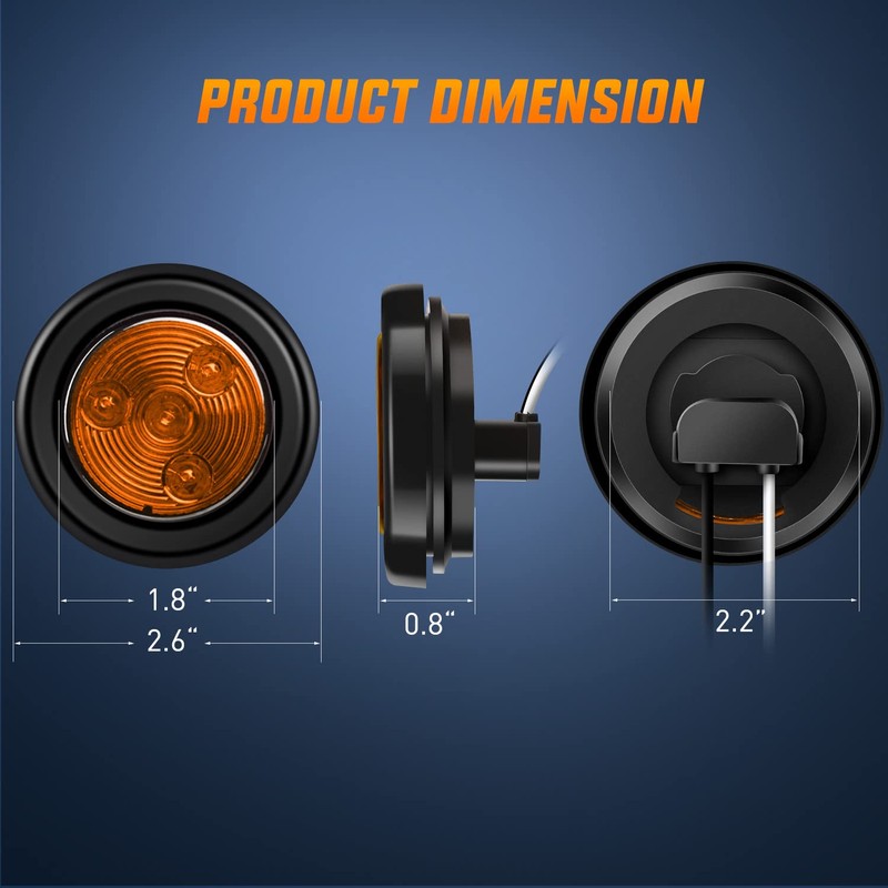 Nilight - 5 luces LED redondas de color ámbar para