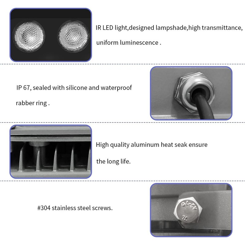 IR Illuminator 850nm Infrared Flood Light for Security Camera