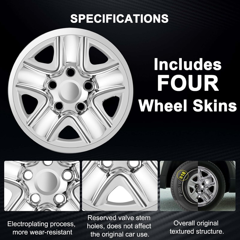 TULALUX Wheel Skins Compatible with Toyota Tundra 2007-2021; 18 inch