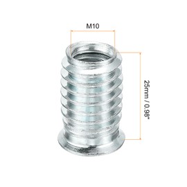 uxcell 10Pcs Threaded Inserts, M10-1.5x25 Zinc Plated Carbon Steel Hex Socket Drive Screw-in Nut Threaded Inserts for Wood Working Tools and Accessories