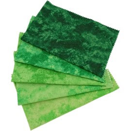 5pcs Smudge Dyed Cotton Fabric 20CM Colorful Square Cotton Fabric Material Cloth for Quilting, Sewing, Crafts, Green