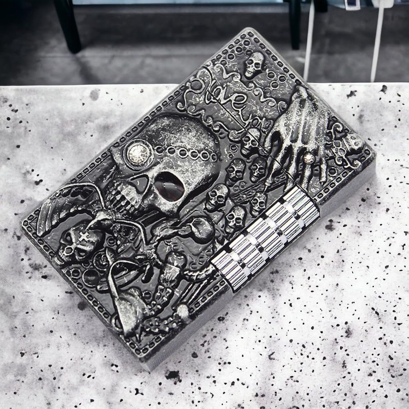 Cool Engraved Skull Lighter - Creative Grinding Wheel Butane Lighter,