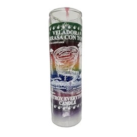 Arrasa Con Todo 7 Color Ritual Candle – Destroy Everything Spiritual Cleansing Veladora – Prepared Multicolor Prayer Candle for Removing Obstacles – 120 Hour Glass Devotional