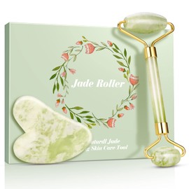 Jade Roller, Answaily Jade Stone & Gua Sha Massage Kit, Face Roller for Eye Puffiness Treatment, Skin Tightening, Rejuvenate Face & Neck