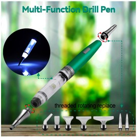 benote Original Diamond Art Painting Pen Lighted Drill Pen 2.0 Metal Sticky Pen Tips, Diamond and Painting Accessories with Multi Replacement Pen Heads and Wax - B7 Turquoise