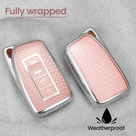 CTRINEWS for Lexus Key Fob Cover with Fashionable Zirconia Wristlet KeyChain, Enchanting Diamond Patterns Soft Case for Lexus GS GS-F ES IS NX LX570 RX350/450h (4 buttons) Key Fob Shell (Pink, A)