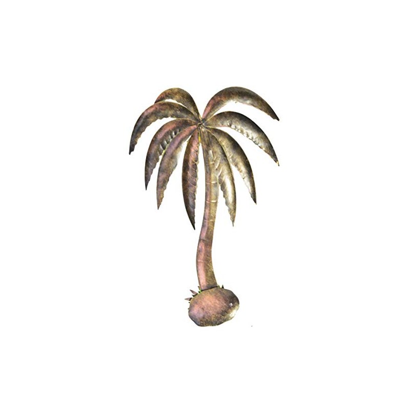 WorldBazzar Beautiful 19" Metal Palm Tree with Coconuts Tropical Island