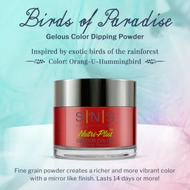 SNS Healthy Natural Nails SNS Nail Dip Powder, Gelous Color Dipping Powder - Orang-U-Hummingbird (Red/Orange, Cream) - Long-Lasting Dip Nail Color Lasts up to 14 days - Low-Odor & No UV Lamp Required - 1 Oz