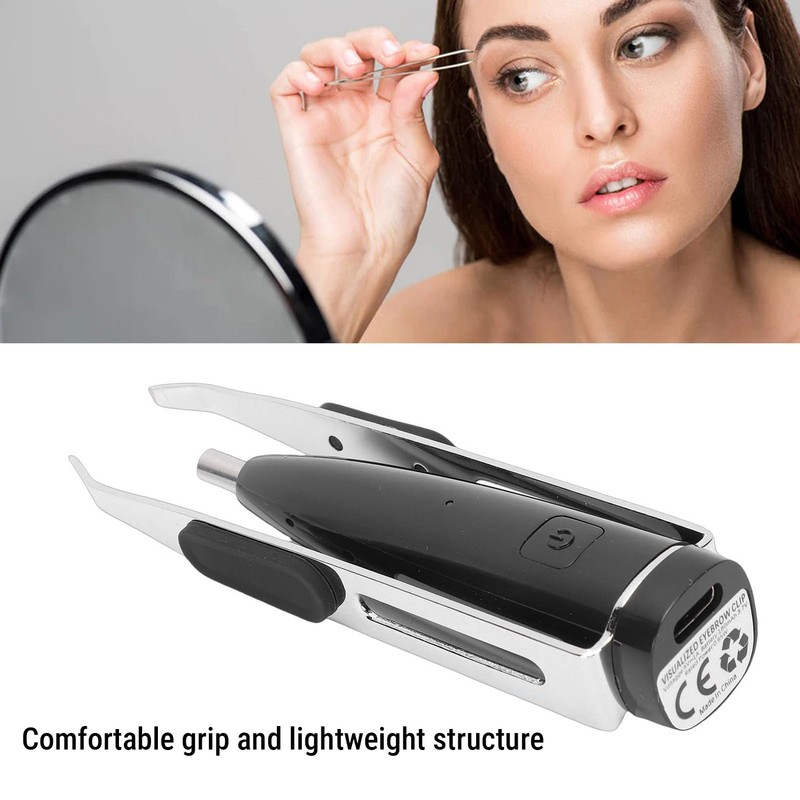 Sunisfa 10X Magnification Eyebrow Camera Tweezers with LED Light, ABS