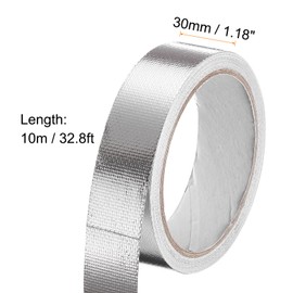 HARFINGTON Heat Shield Tape 1.18" x 32.8 ft Waterproof Sunscreen Sound Insulation High-Temperature Resistance Silver Aluminum Tape Thickness for Automotive Repairs