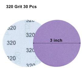 Cionyce 3 Inch Round Sanding Discs, 50 Pcs 320 grit Aluminum Oxide Wet Dry Purple Sandpaper Hook and Loop Sand Paper for Wood, Metal Polishing, Automotive Paint Removal