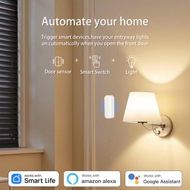 XFOX Smart 2.4GHz WiFi Door Sensor for Home, No Hub Required, Wireless Window Sensor with App Alert, Works with Tuya Smart Devices, Compatible with Alexa, Google Home