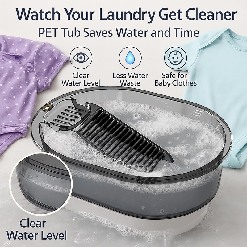 2-in-1 Hand Washing Basin with Washboard - BPA-Free Portable Laundry