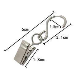 XINGSUI 20pcs Metal Hanging Clip Hooks, Curtain Hooks with Clip, Hook Hanger, Party Light Clip, Decorative Hooks, Towel Clip, Curtain Clip