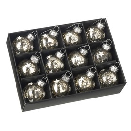 Heaven Sends Christmas Tree Decorations - Silver Bronze Mini Baubles - Set of 12 Mini Baubles (D238)