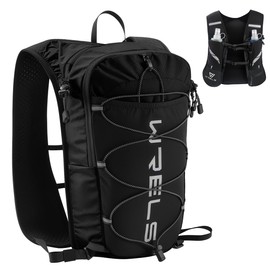 WRELS Running Hydration Vest 8L for Men Women with 10 Pockets，Adjustable Lightweight Running Water Backpack for Marathon Jogging Cycling Hiking
