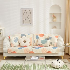 Sofa Cover Couch Cover Corner Sofa 1-4 Seater L Shape, Sofa Cover with Non-Slip Summer Cool Made of Ice Silk Fabric, Washable Sofa Cover for Living Room, Sofa Throw L Shape Sofa Protector, Pink, 70 x