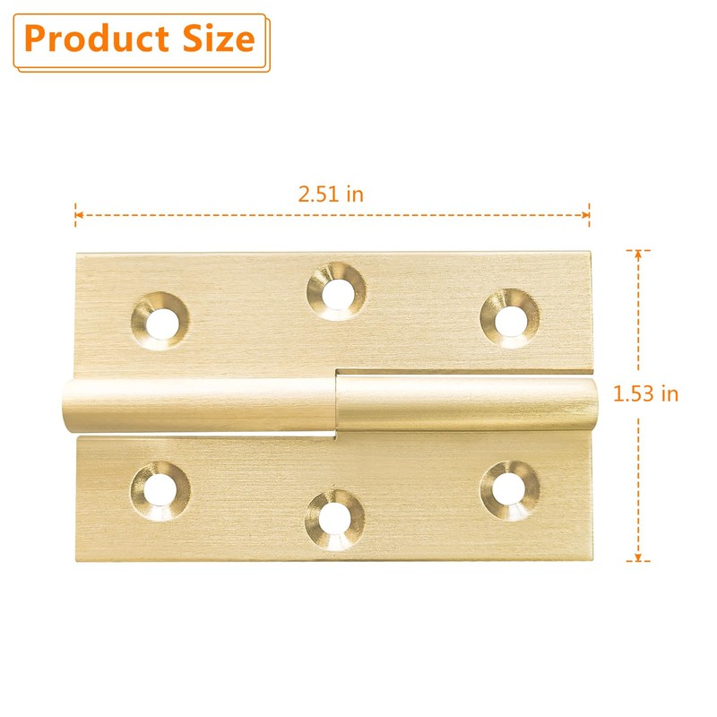 BAMI-LEE House Lift Off Hinge, 2pc Solid Brass Detachable Right