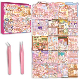 DIY 3D Sticker Scenes 20 Sets of Stickers for Girls Make Your Own Mini Shop House Scene Stickers for Kids Cute Fun Cartoon Animal Sticker Therapy for Adult Relief Stress Pass The Time (D Sets Boxed)