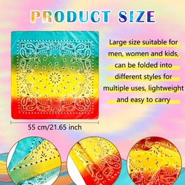 Skyebed 16 Pack Tie Dye Bandanas Cowboy Print Polyester Hair Head Bandana Novelty Headband Handkerchief for Women Men, 8 Colors