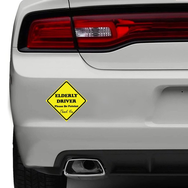 2-Pack "Elderly Driver: Please Be Patient, Thank You" Yellow Car